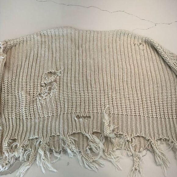Distressed Cream Sweater - Picture 3 of 5